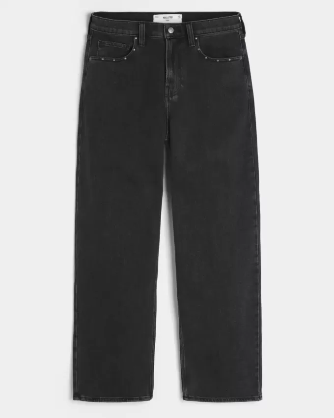 Tvättade svarta dubbade baggy jeans Tvättade svarta dubbade baggy jeans