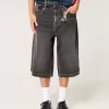 Tvättade svarta halvlånga skaterbaggy jeans Tvättade svarta halvlånga skaterbaggy jeans