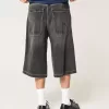 Tvättade svarta halvlånga skaterbaggy jeans Tvättade svarta halvlånga skaterbaggy jeans