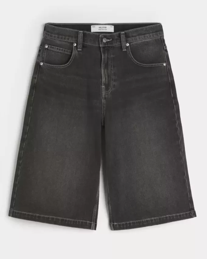 Tvättade svarta halvlånga skaterbaggy jeans Tvättade svarta halvlånga skaterbaggy jeans