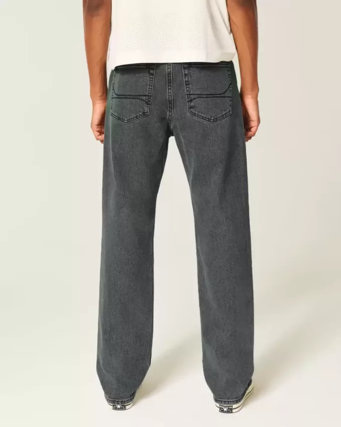 Tvättade svarta lösa jeans Tvättade svarta lösa jeans