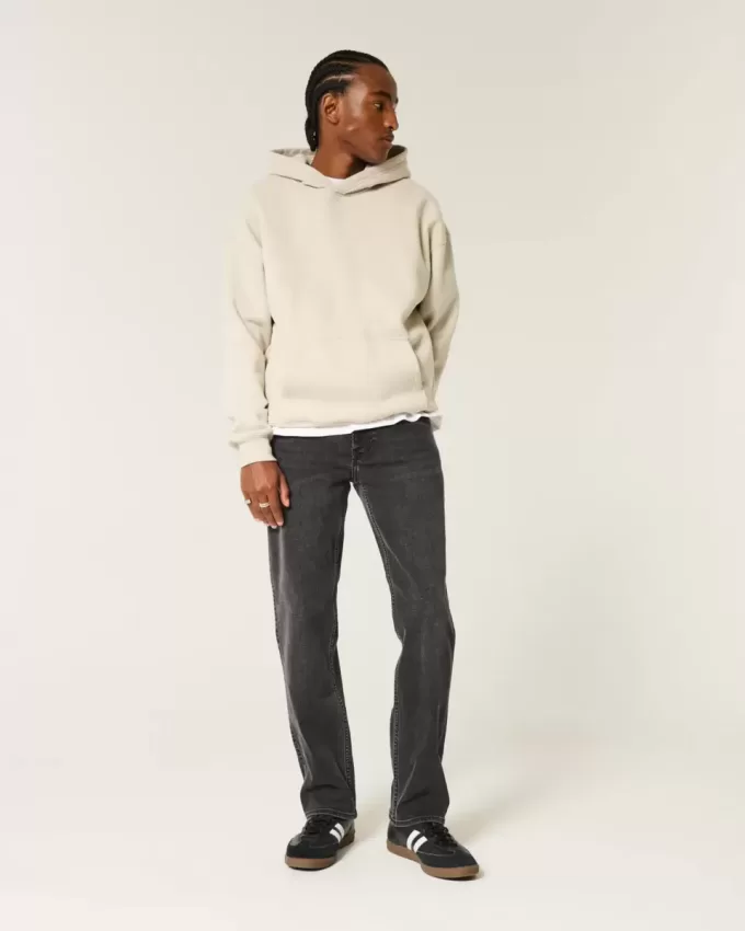 Tvättade svarta raka jeans Tvättade svarta raka jeans