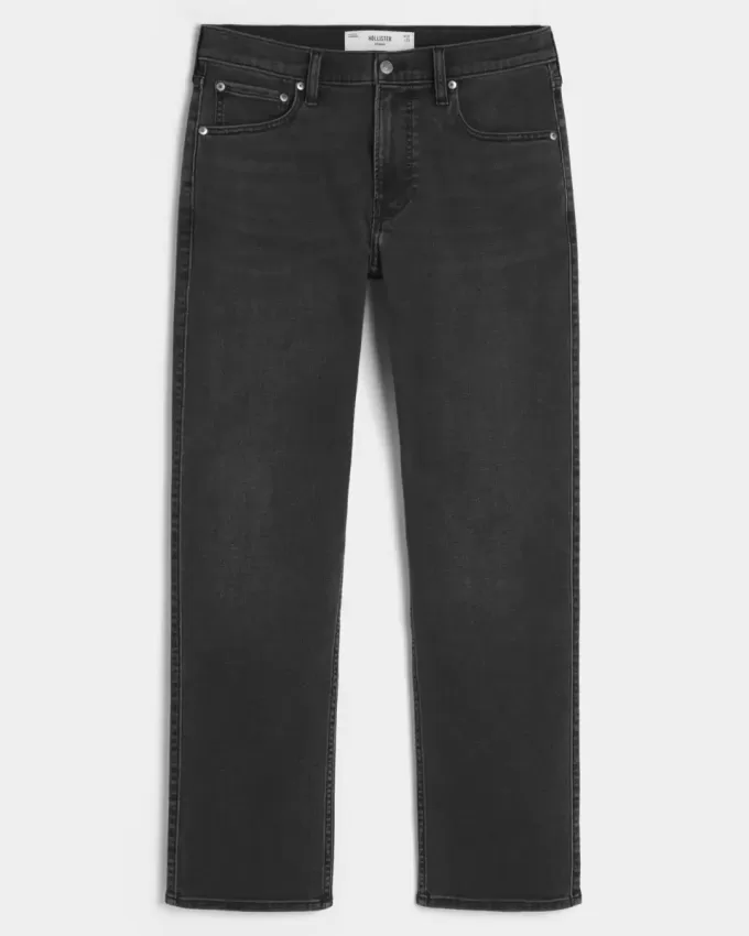 Tvättade svarta raka jeans Tvättade svarta raka jeans
