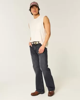 Tvättade svarta Relaxed Bootcut-jeans