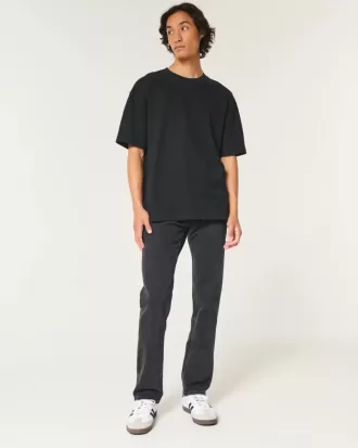 Tvättade svarta slimmade raka jeans