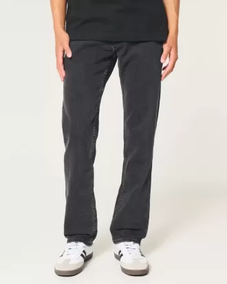 Tvättade svarta slimmade raka jeans