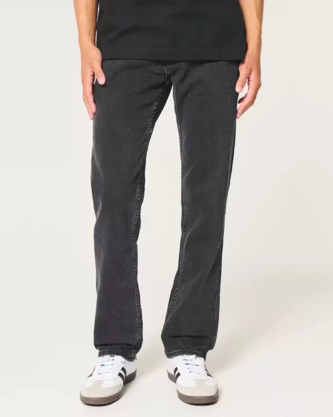 Tvättade svarta slimmade raka jeans Tvättade svarta slimmade raka jeans