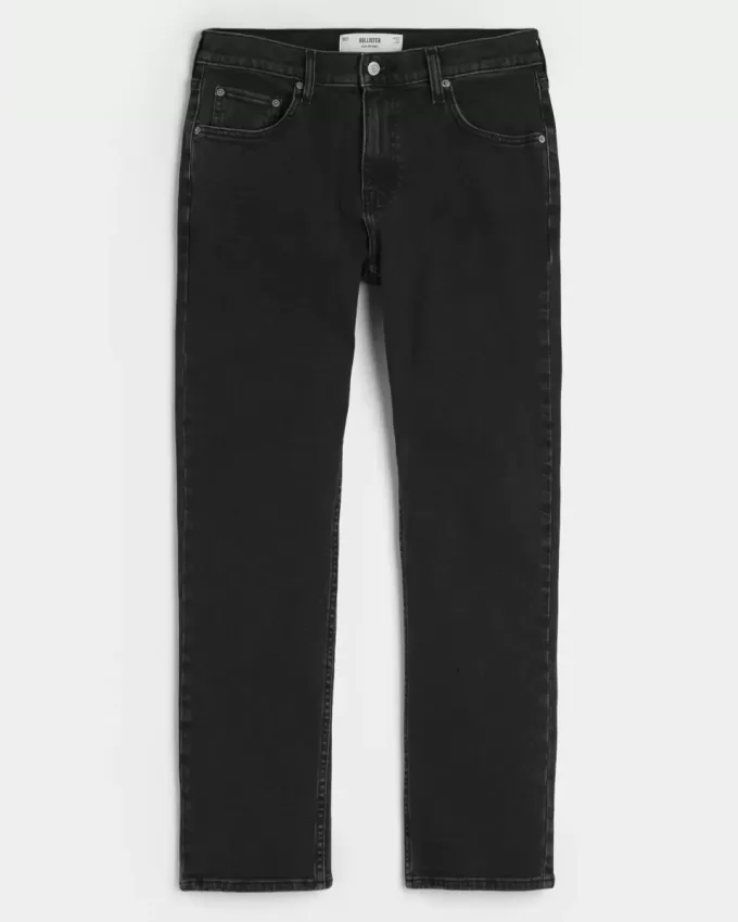 Tvättade svarta slimmade raka jeans Tvättade svarta slimmade raka jeans