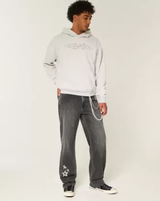 Tvättade svarta Star Graphic Baggy Jeans