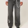 Tvättade svarta Star Graphic Baggy Jeans Tvättade svarta Star Graphic Baggy Jeans