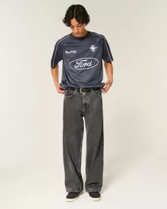 Tvättade svarta superbaggy jeans