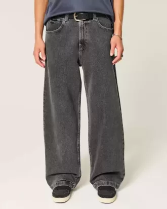 Tvättade svarta superbaggy jeans