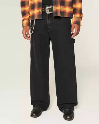 Tvättade svarta superbaggy målarjeans