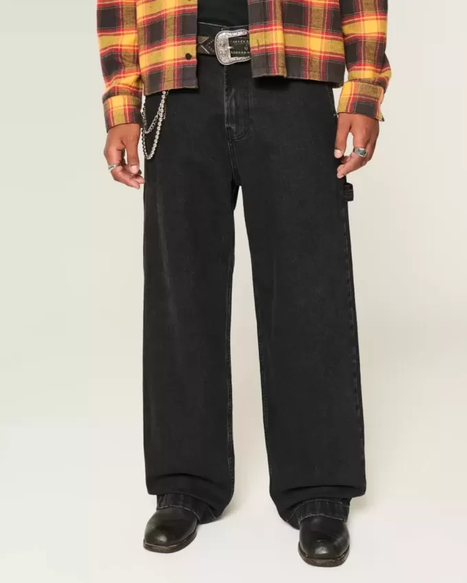 Tvättade svarta superbaggy målarjeans Tvättade svarta superbaggy målarjeans