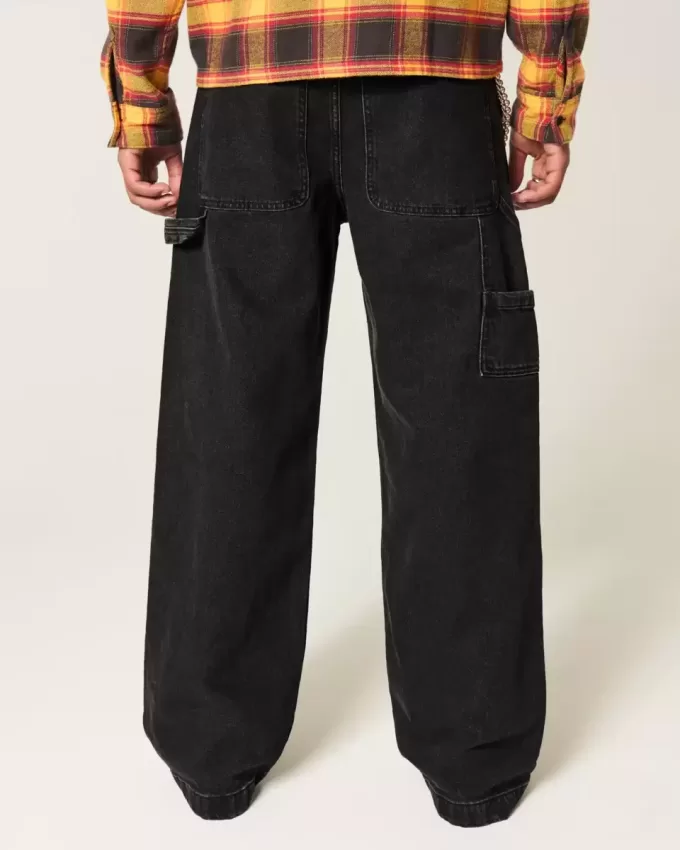 Tvättade svarta superbaggy målarjeans Tvättade svarta superbaggy målarjeans