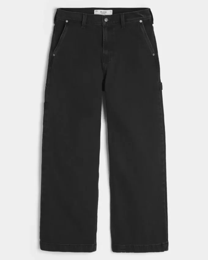 Tvättade svarta superbaggy målarjeans Tvättade svarta superbaggy målarjeans
