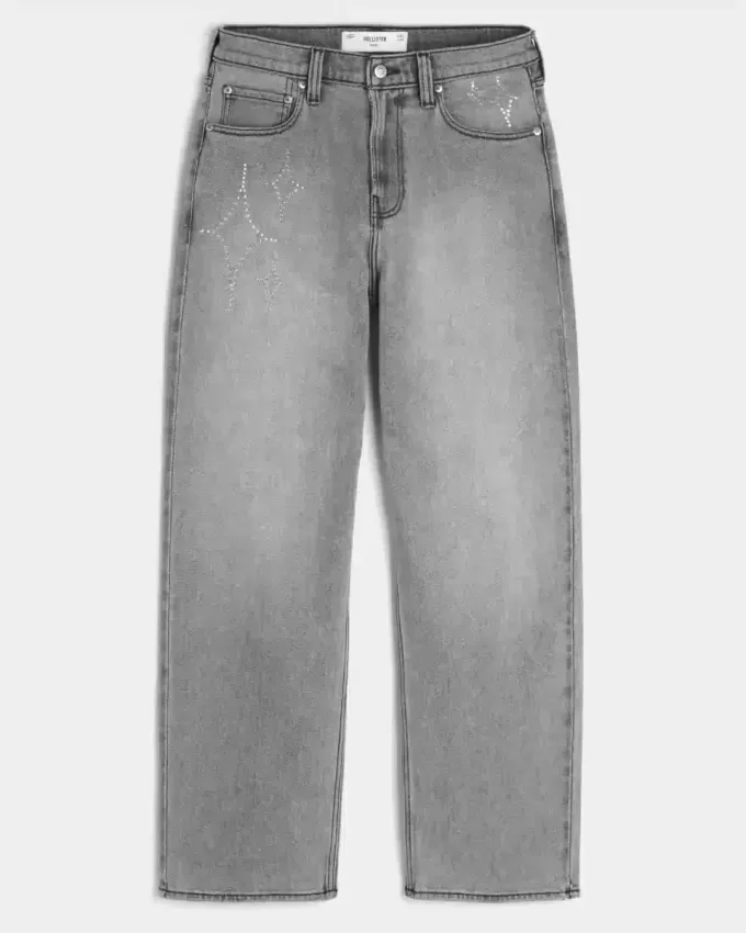 Tvättade svarta utsmyckade grafiska baggy jeans Tvättade svarta utsmyckade grafiska baggy jeans