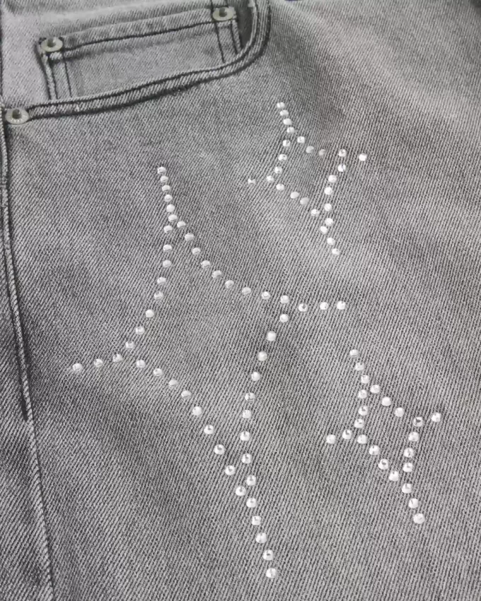 Tvättade svarta utsmyckade grafiska baggy jeans Tvättade svarta utsmyckade grafiska baggy jeans