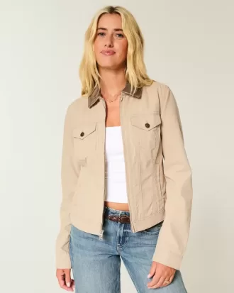 Twill zip-up jacka