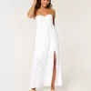 Twist Bust Eyelet Strapless Midi-klänning