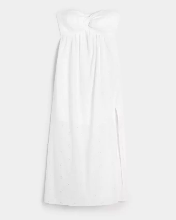 Twist Bust Eyelet Strapless Midi-klänning