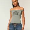 Twisted Off-the-Soulder New York City grafisk t-shirt Twisted Off-the-Soulder New York City grafisk t-shirt