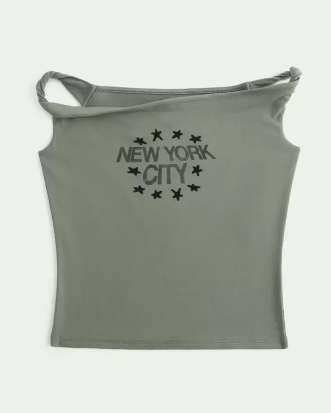 Twisted Off-the-Soulder New York City grafisk t-shirt Twisted Off-the-Soulder New York City grafisk t-shirt