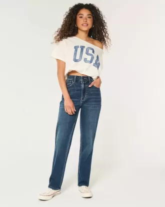 Ultra High-Rise Dark Wash 90-tals raka jeans Ultra High-Rise Dark Wash 90-tals raka jeans