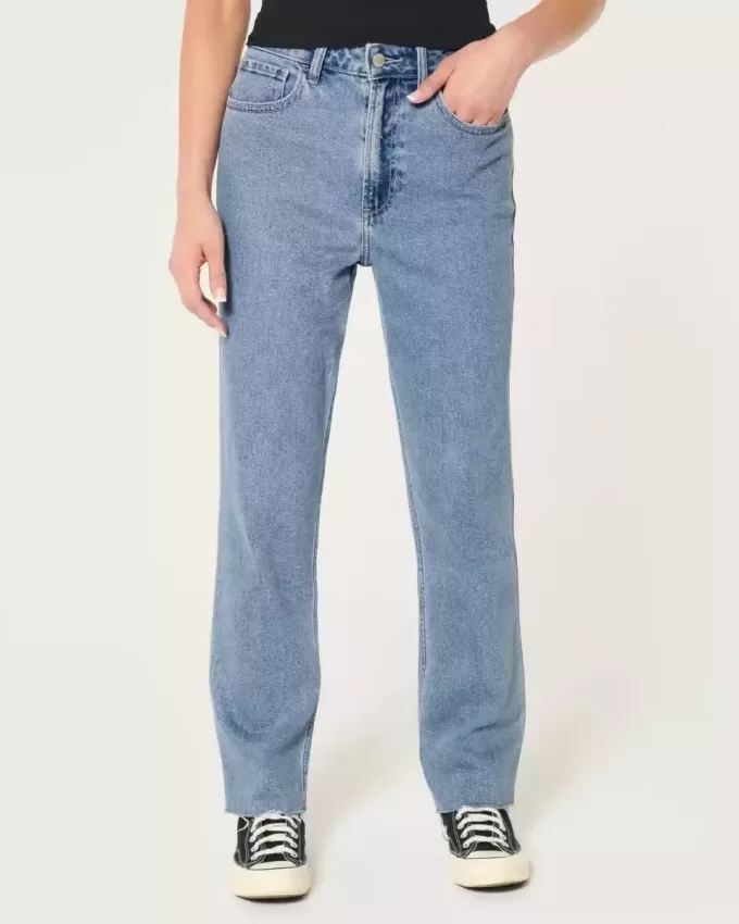 Ultra High-Rise Medium Wash 90-tals raka jeans