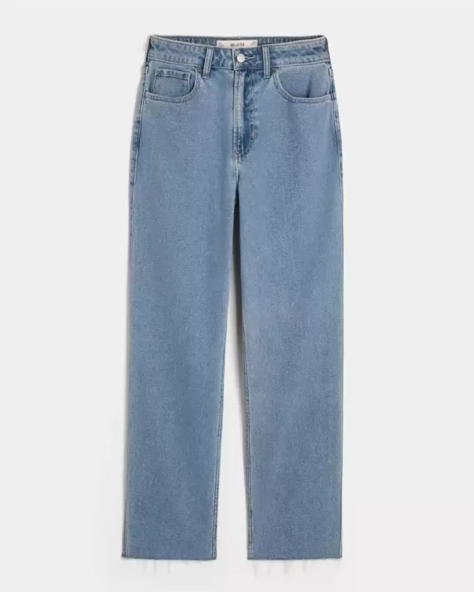 Ultra High-Rise Medium Wash 90-tals raka jeans
