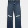 Ultra High-Rise Ripped Dark Wash Dad Jeans