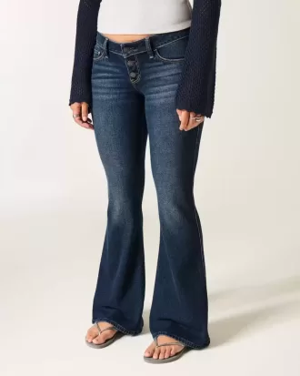 Ultra Low-Rise Dark Wash Flare Jeans
