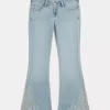 Ultra Low-Rise Light Wash Floral Brodery Flare Jeans Ultra Low-Rise Light Wash Floral Brodery Flare Jeans