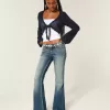 Ultra Low-Rise Medium Wash Broderade Flare Jeans Ultra Low-Rise Medium Wash Broderade Flare Jeans
