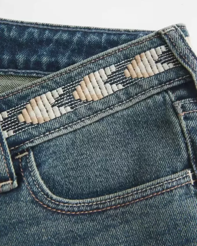Ultra Low-Rise Medium Wash Broderade Flare Jeans Ultra Low-Rise Medium Wash Broderade Flare Jeans