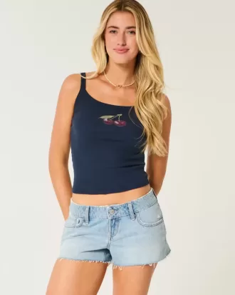 Ultra Low-Rise Ripped Medium Wash Mini jeansshorts