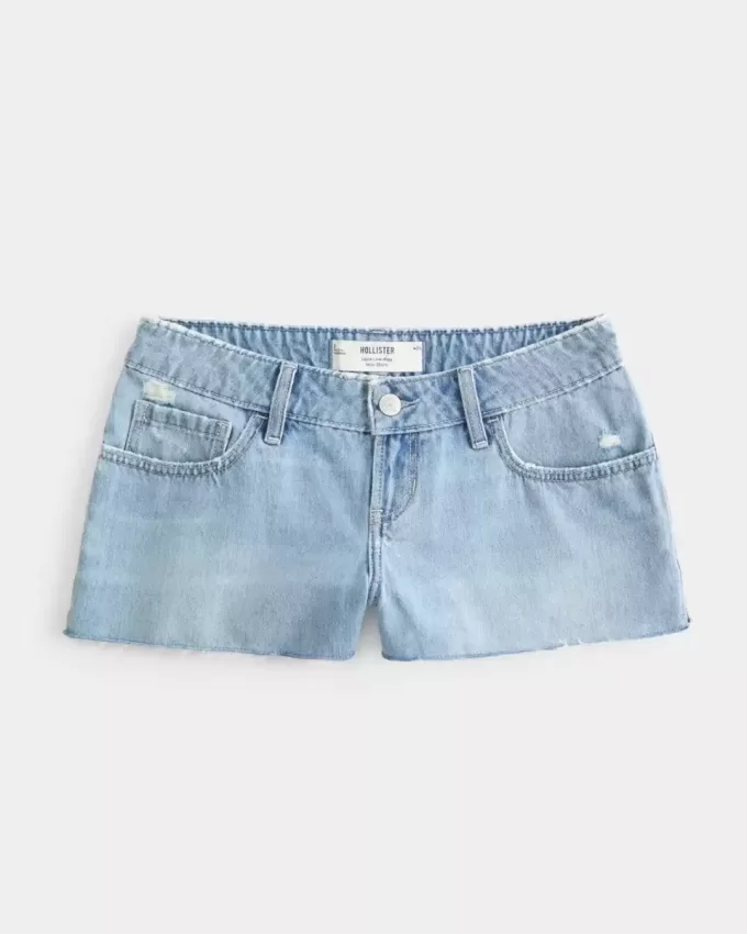 Ultra Low-Rise Ripped Medium Wash Mini jeansshorts