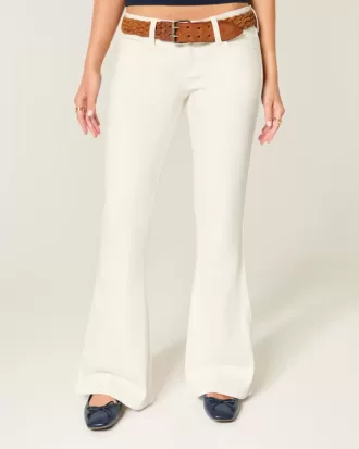 Ultra Low-Rise White Broderade Pocket Flare Jeans Ultra Low-Rise White Broderade Pocket Flare Jeans