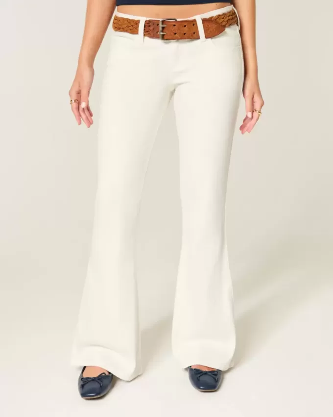 Ultra Low-Rise White Broderade Pocket Flare Jeans Ultra Low-Rise White Broderade Pocket Flare Jeans