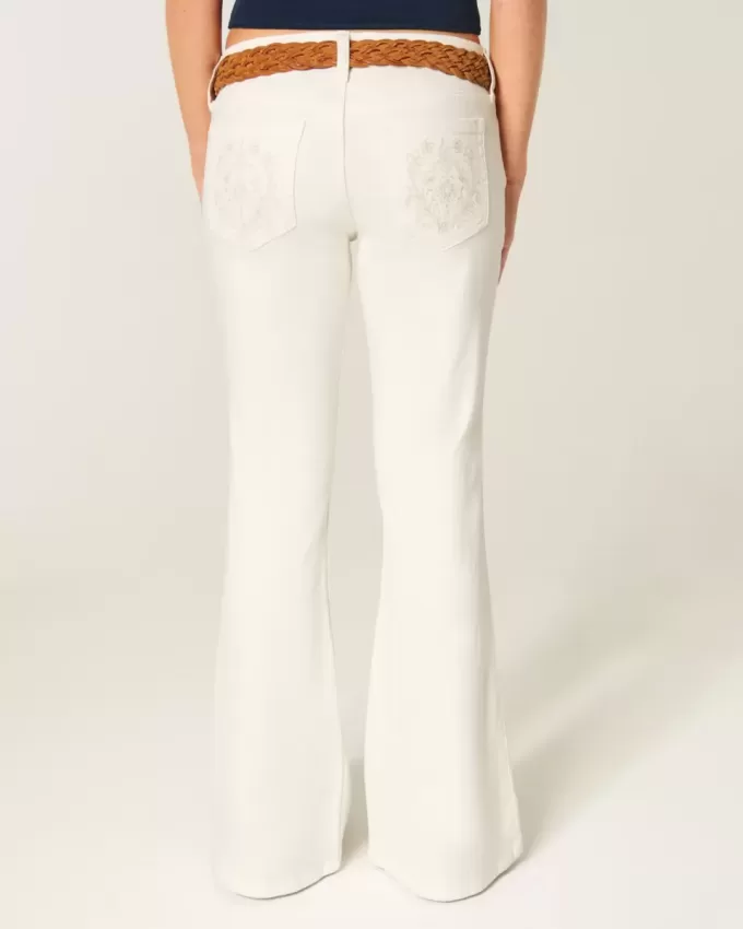 Ultra Low-Rise White Broderade Pocket Flare Jeans Ultra Low-Rise White Broderade Pocket Flare Jeans