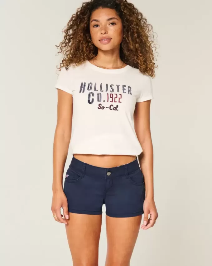 Ultralåg marinblå twill minishorts