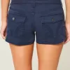 Ultralåg marinblå twill minishorts