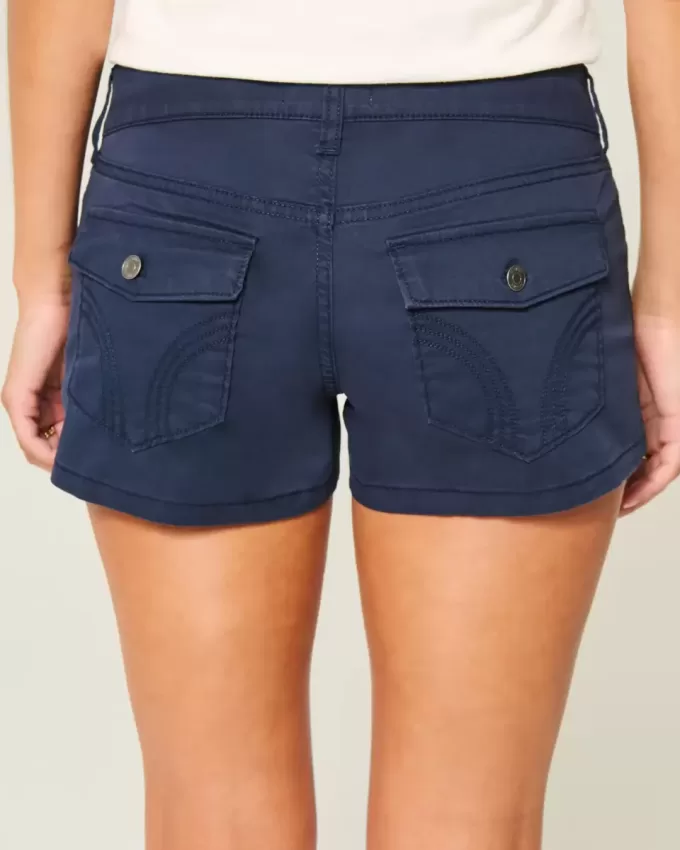 Ultralåg marinblå twill minishorts