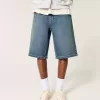 Under-knä Dark Wash Super Baggy jeansshorts
