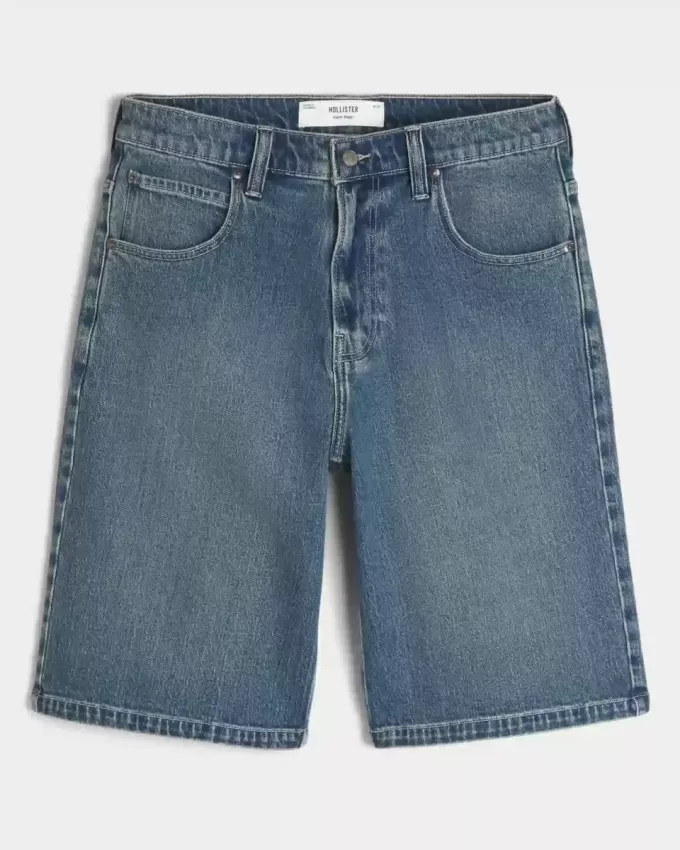 Under-knä Dark Wash Super Baggy jeansshorts
