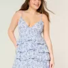 V-ringad Ruffled Tier Babydoll Miniklänning