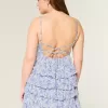 V-ringad Ruffled Tier Babydoll Miniklänning