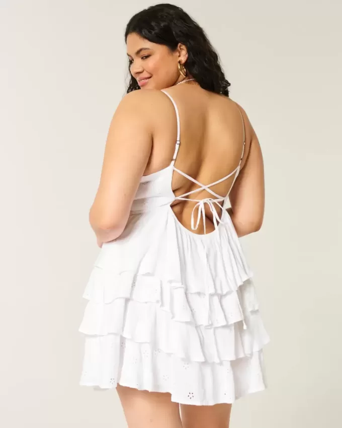 V-ringad volang Babydoll Miniklänning