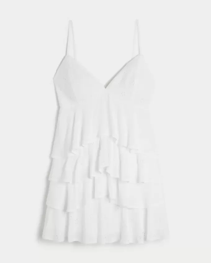 V-ringad volang Babydoll Miniklänning