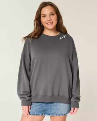 Överdimensionerad Angel Wings Graphic Crew Sweatshirt